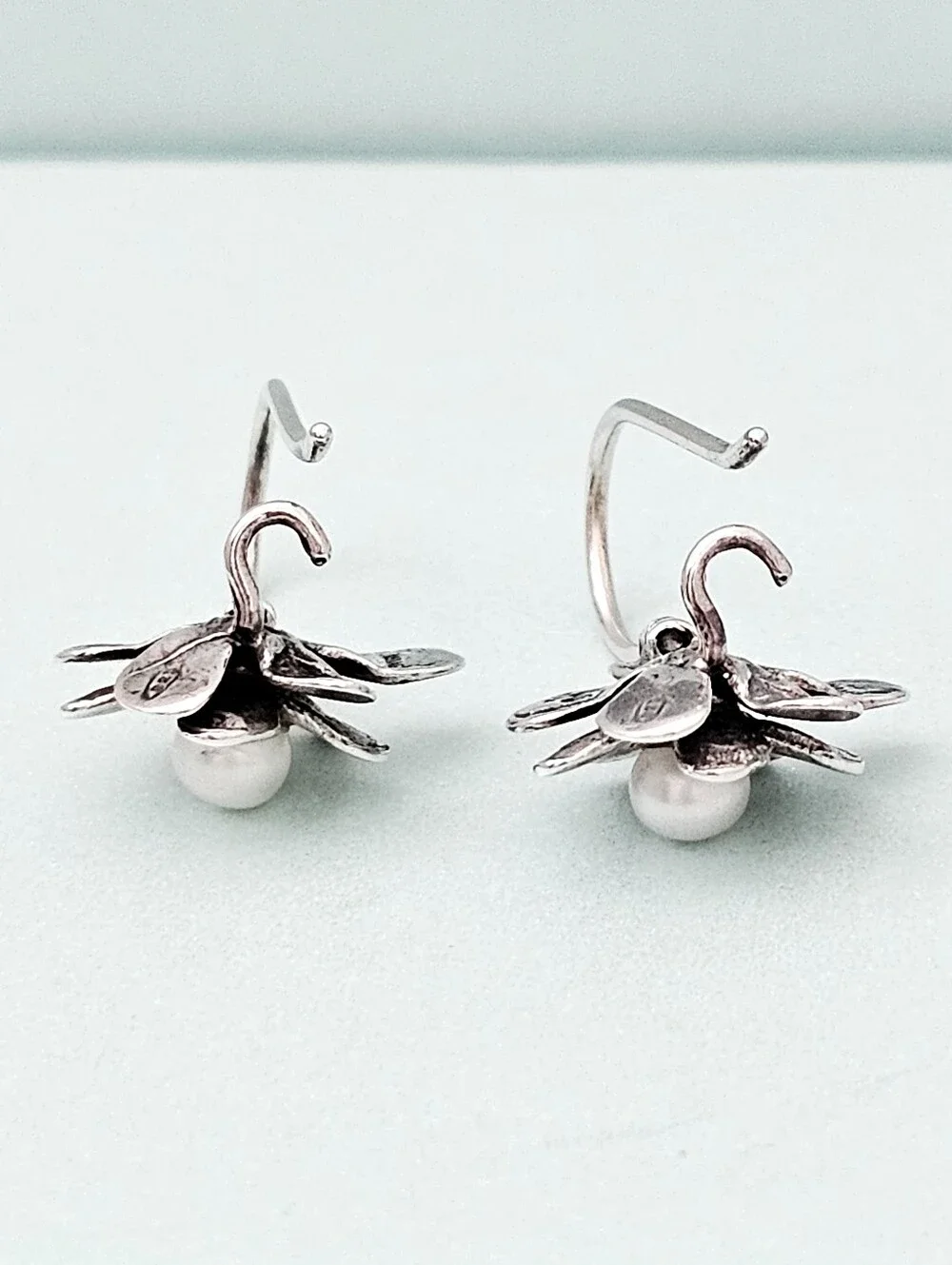 Silpada Sterling Silver Pearl 'Love Bloom' Floral Petite Earrings W1768